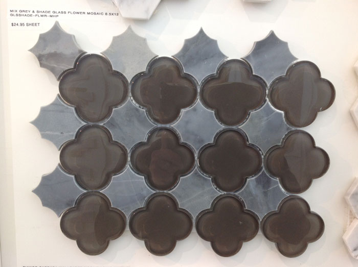 Mix Grey + Shade Glass Flower Mosaic 8.5x12 GLSSHADE-FLWR-MHP